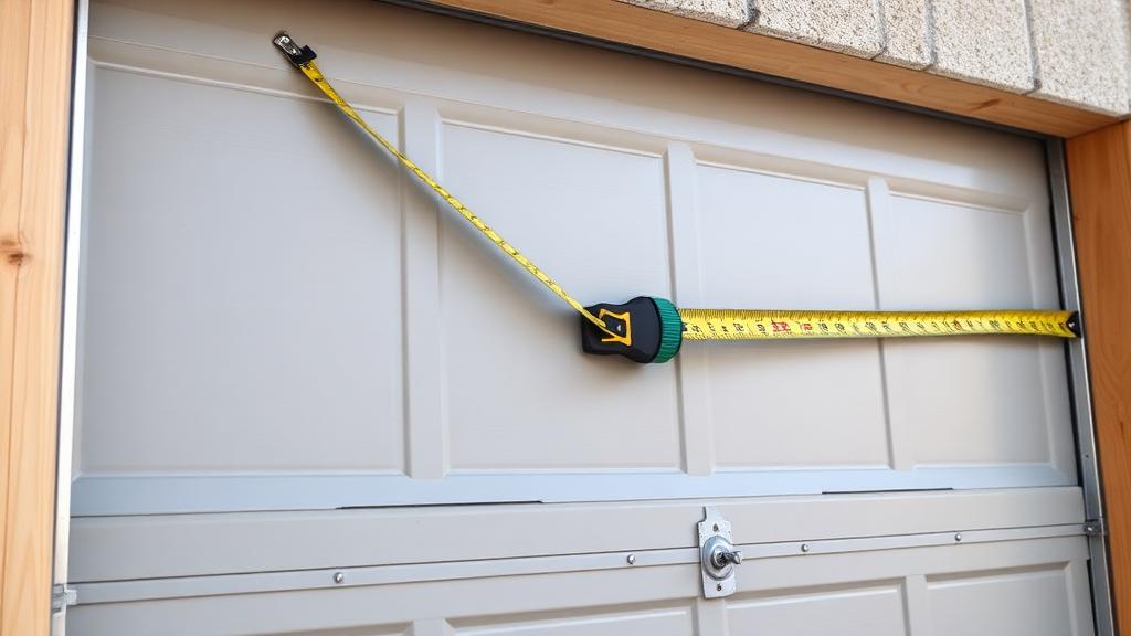 Measuring tape on garage door frame